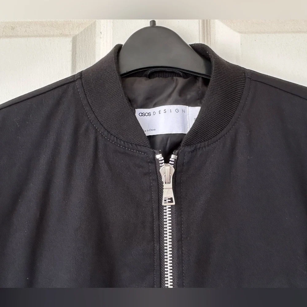 ASOS Brand‎ Unisex Bomber Jacket Black Lined Size XS